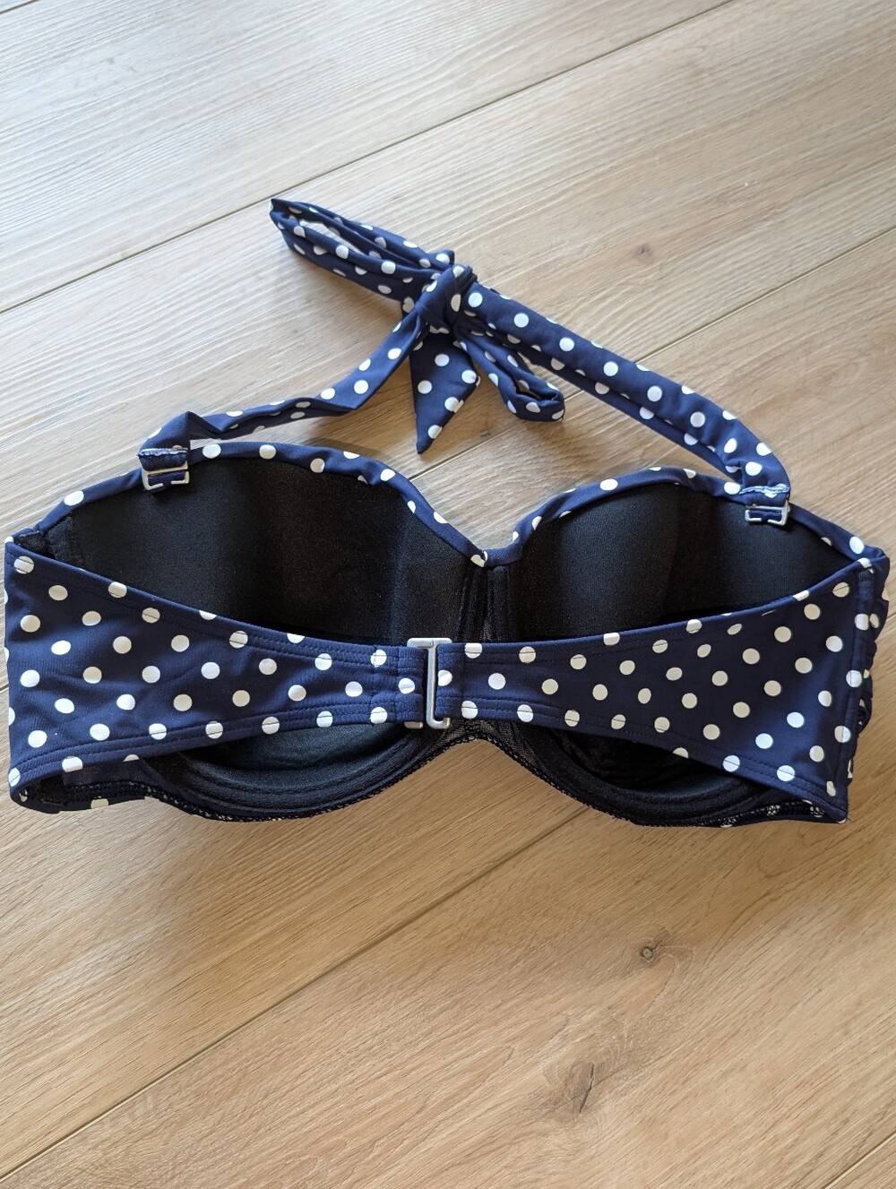 Lands End Navy & WhitePolka Dot Halter Bikini Top - Picture 3 of 5